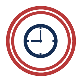 Clock icon inside two red circles