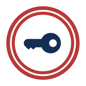 Key icon inside two red circles