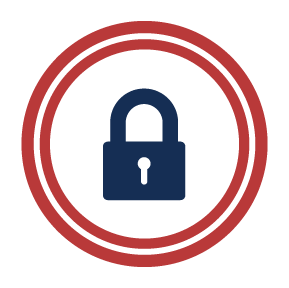 Lock icon within two red circles
