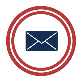 Envelope icon inside two red circles
