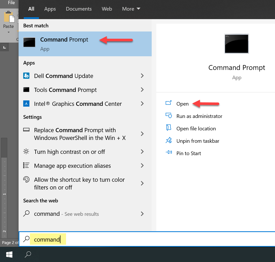 image showing how to open command prompt