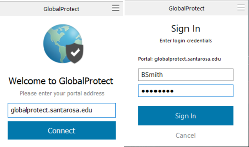 image showing where to enter portal address and to sign in